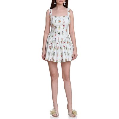 Avec Les Filles Avec Les Filles Lemon Print Stretch Cotton Minidress