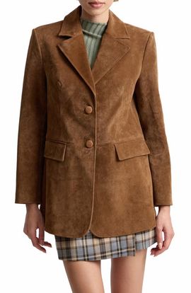Avec Les Filles Avec Les Filles Longline Suede Blazer