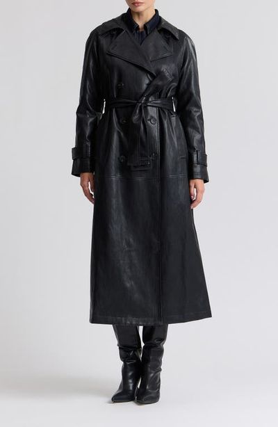 Avec Les Filles Avec Les Filles Oversize Raglan Faux Leather Trench Coat