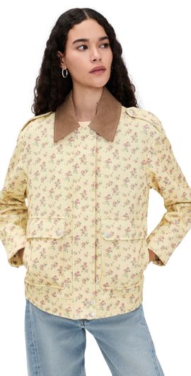 Avec Les Filles Avec Les Filles Oversized Aviator Jacket With Straight Hem Butter Flower