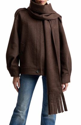 Avec Les Filles Avec Les Filles Oversized Coat with Detachable Scarf
