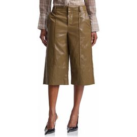 Avec Les Filles Avec Les Filles Pintuck Faux Leather Trouser Shorts