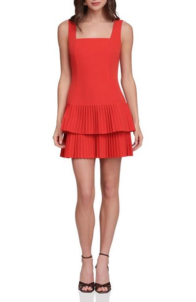 Avec Les Filles Avec Les Filles Pleat Double Ruffle Minidress