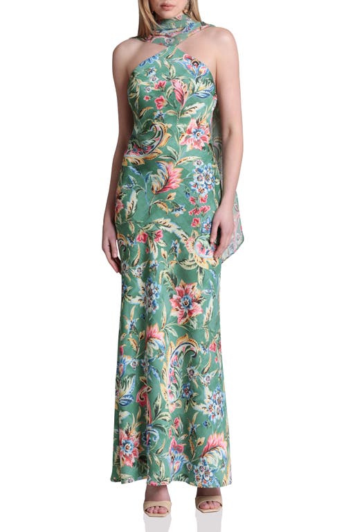 Avec Les Filles Avec Les Filles Print Scarf Sleeveless Maxi Dress