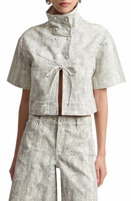 Avec Les Filles Avec Les Filles Python Print Short Sleeved Jacket