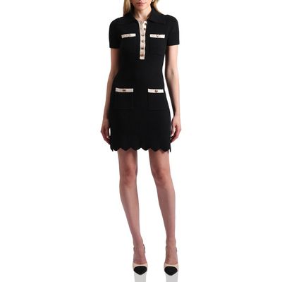 Avec Les Filles Avec Les Filles Rib Knit Polo Minidress