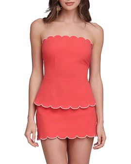 Avec Les Filles Avec Les Filles Scalloped Hem Removable Straps Top