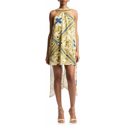 Avec Les Filles Avec Les Filles Scarf Drape Halter Minidress