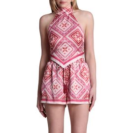 Avec Les Filles Avec Les Filles Scarf Print Halter Top