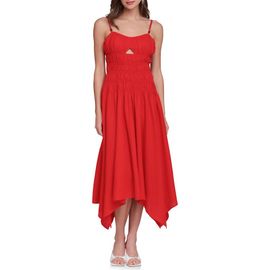 Avec Les Filles Avec Les Filles Shirred Handkerchief Midi Dress