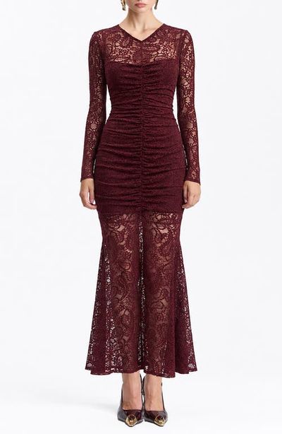 Avec Les Filles Avec Les Filles Shirred Lace Maxi Dress