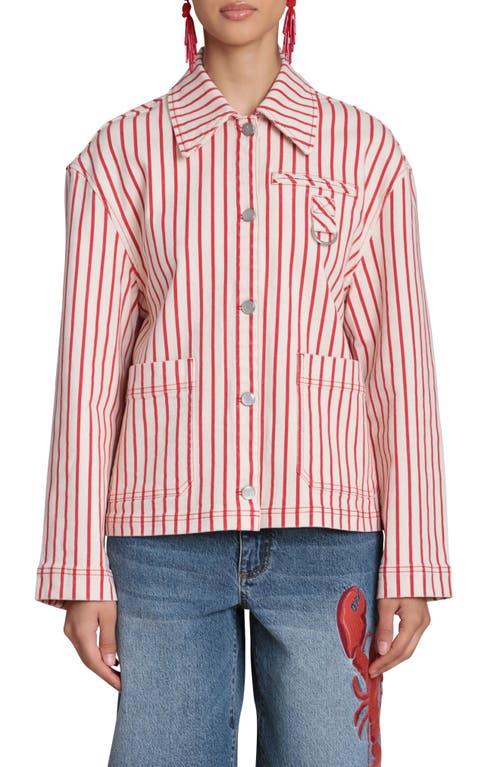 Avec Les Filles Avec Les Filles Short Stripe Chore Jacket