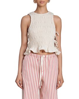 Avec Les Filles Avec Les Filles Side Tie Ruffle Hem Top