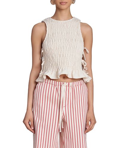 Avec Les Filles Avec Les Filles Side Tie Ruffle Hem Top