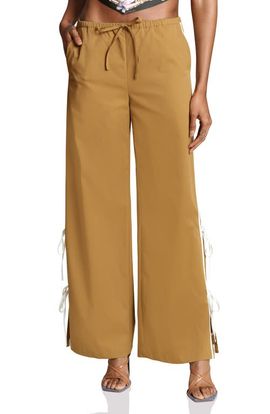 Avec Les Filles Avec Les Filles Side Tie Wide Leg Pants