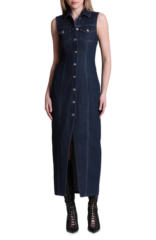 Avec Les Filles Avec Les Filles Sleeveless Stretch Denim Dress