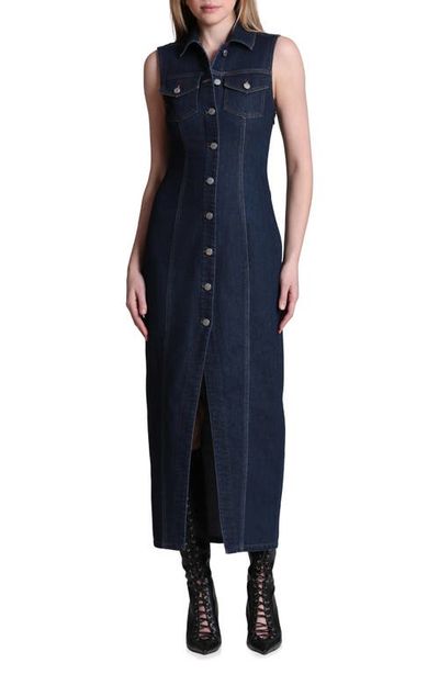 Avec Les Filles Avec Les Filles Sleeveless Stretch Denim Dress