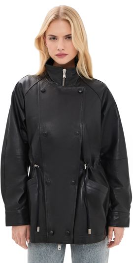 Avec Les Filles Avec Les Filles Slouchy Leather Anorak Black