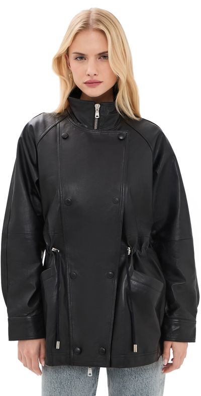 Avec Les Filles Avec Les Filles Slouchy Leather Anorak Black