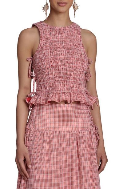 Avec Les Filles Avec Les Filles Smocked Sleeveless Top