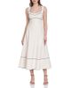 Avec Les Filles Avec Les Filles Stretch Linen Blend Contrast Piping Midi Dress - 1