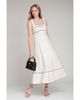 Avec Les Filles Avec Les Filles Stretch Linen Blend Contrast Piping Midi Dress - 2