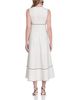 Avec Les Filles Avec Les Filles Stretch Linen Blend Contrast Piping Midi Dress - 3