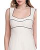 Avec Les Filles Avec Les Filles Stretch Linen Blend Contrast Piping Midi Dress - 5