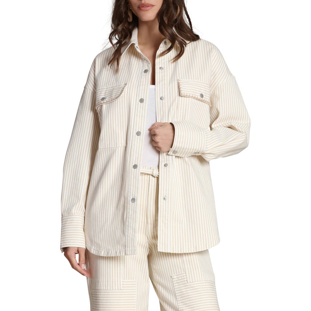 Avec Les Filles Avec Les Filles Striped Stretch Cotton Shirt Jacket
