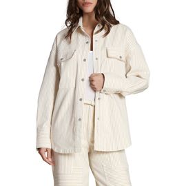 Avec Les Filles Avec Les Filles Striped Stretch Cotton Shirt Jacket