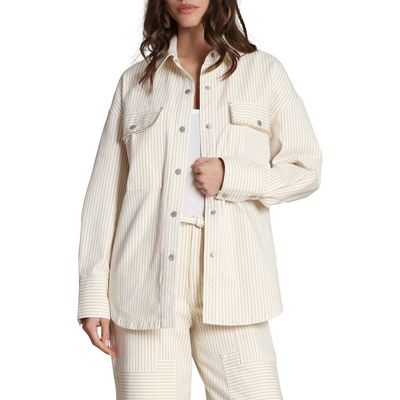 Avec Les Filles Avec Les Filles Striped Stretch Cotton Shirt Jacket