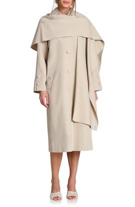 Avec Les Filles Avec Les Filles Trench Coat with Removable Scarf