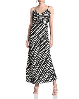 Avec Les Filles Avec Les Filles Zebra Print Braided Strap Ruffle Maxi Dress