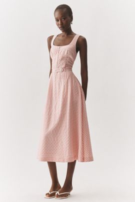 Avec Les Filles Bustier Sleeveless A-Line Midi Dress