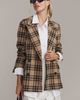 Avec Les Filles Double-Breasted Knit Plaid Blazer Jacket - 1