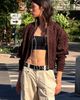 Avec Les Filles Faux Leather Crop Jacket - 1