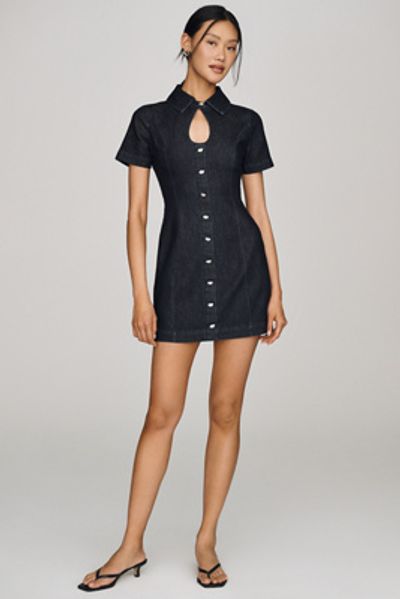Avec Les Filles Keyhole Denim Mini Dress