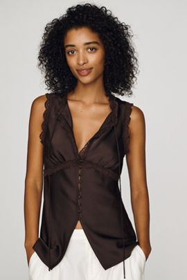 Avec Les Filles Lace Hem Tank Top