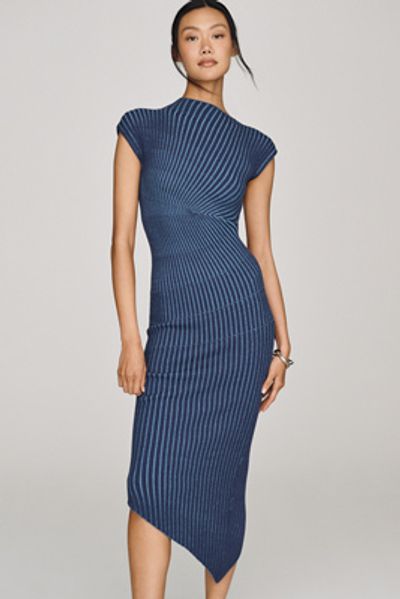 Avec Les Filles Radial Rib Midi Dress