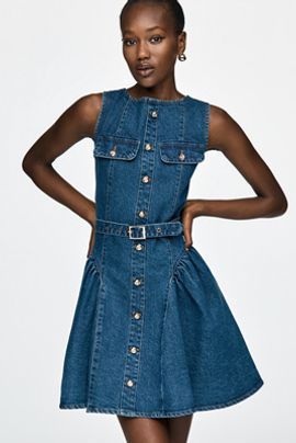 avec les filles denim dress Avec Les Filles Women's Heart Patch Applique Mini Dress - Rinse Wash main image 0