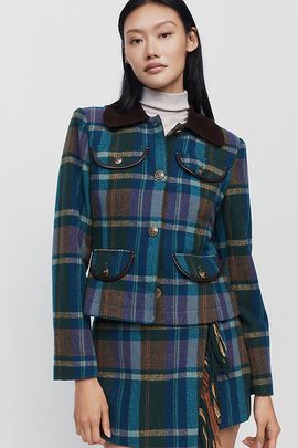 Avec Les Filles Slim Plaid Jacket