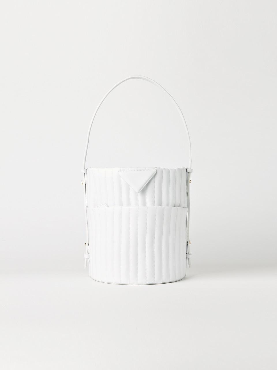 AVECMOTO Rose Leather Bucket Bag White