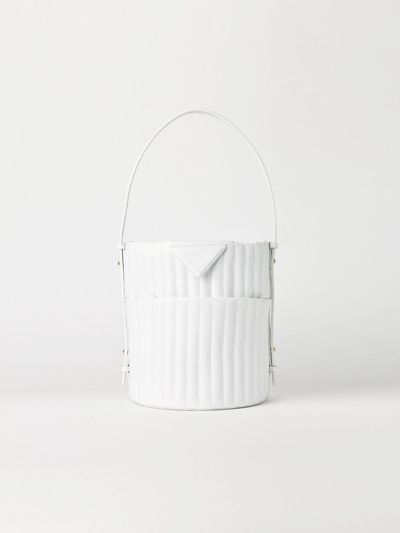 AVECMOTO Rose Leather Bucket Bag White