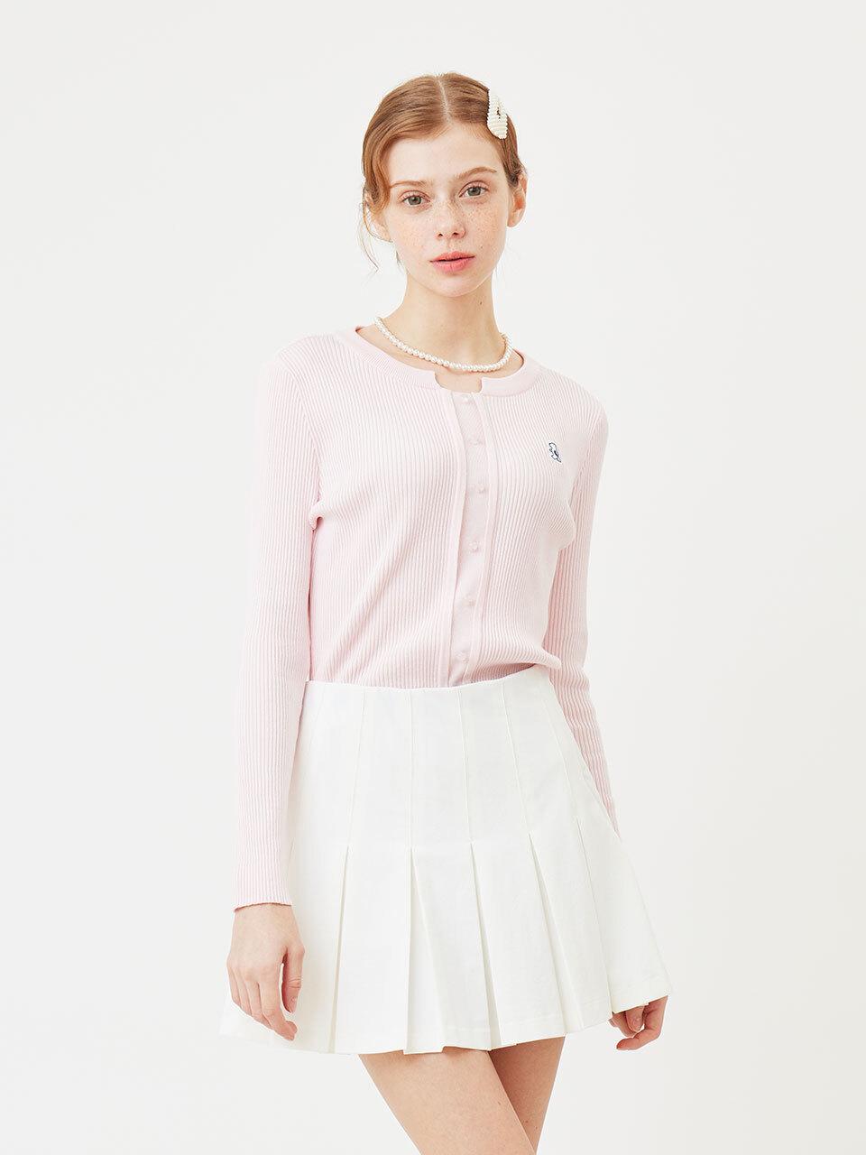 Aven Button Point Round Neck Knit Golf [Pink]
