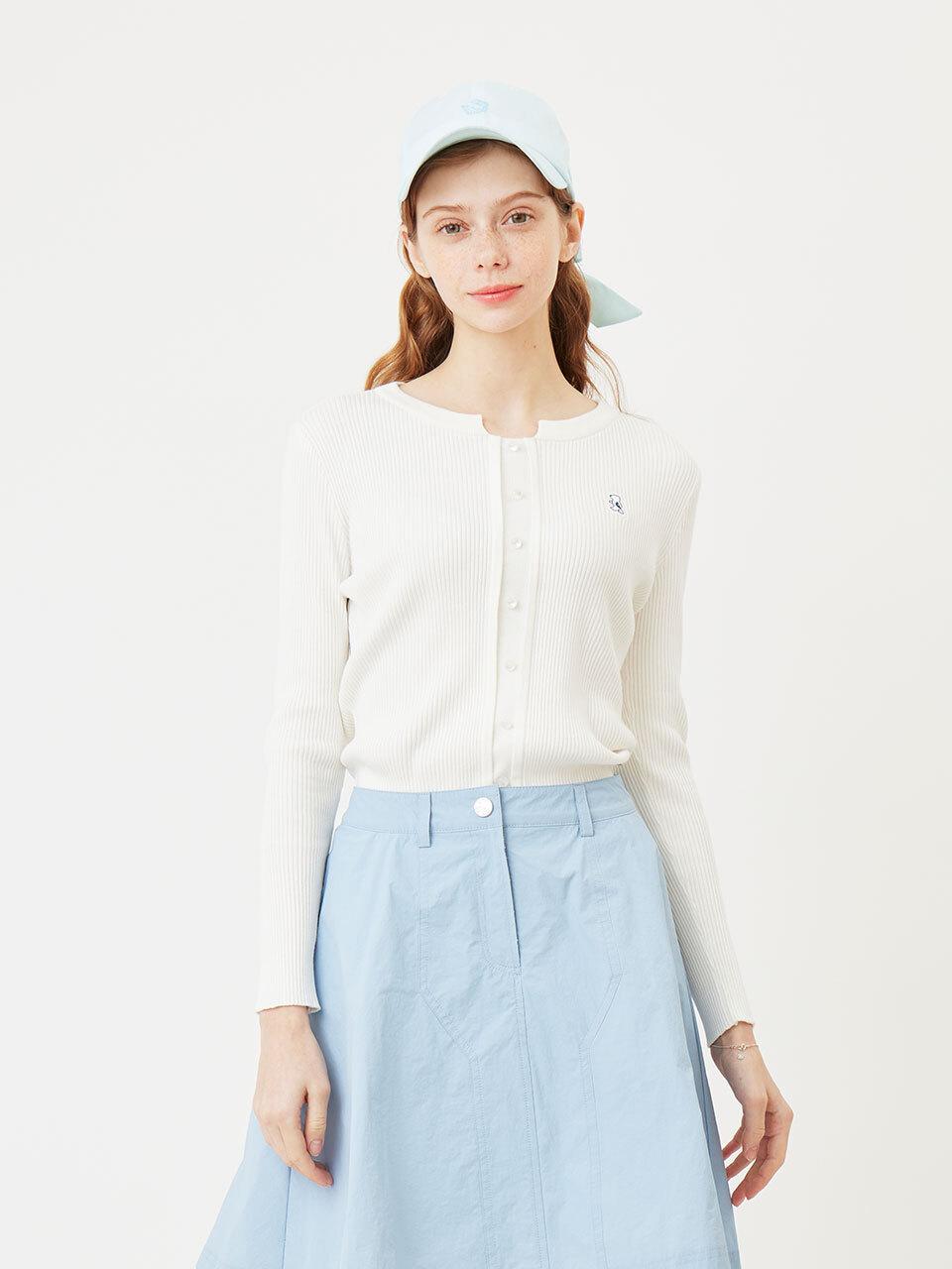 Aven Button Point Round Neck Knit [White]