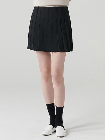Aven Classic Knit Pleated Skirt Navy