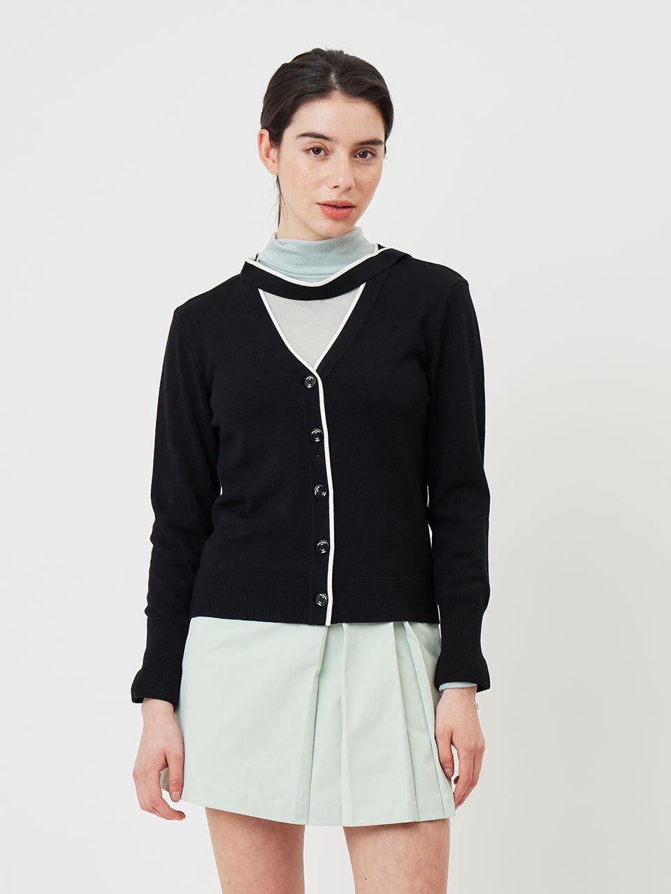 Aven Drop Taping Cardigan [Black]