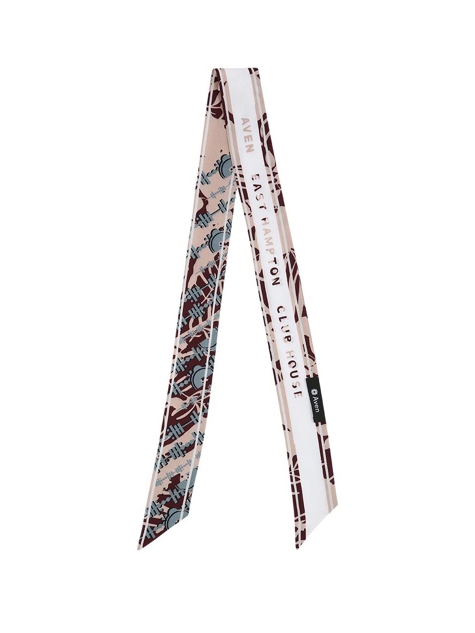 Aven Floral Collage Tie Scarf [White]
