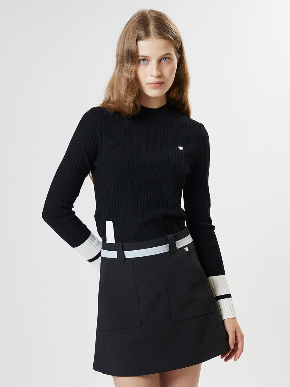 Aven Front Pocket A-line Skirt [Black]
