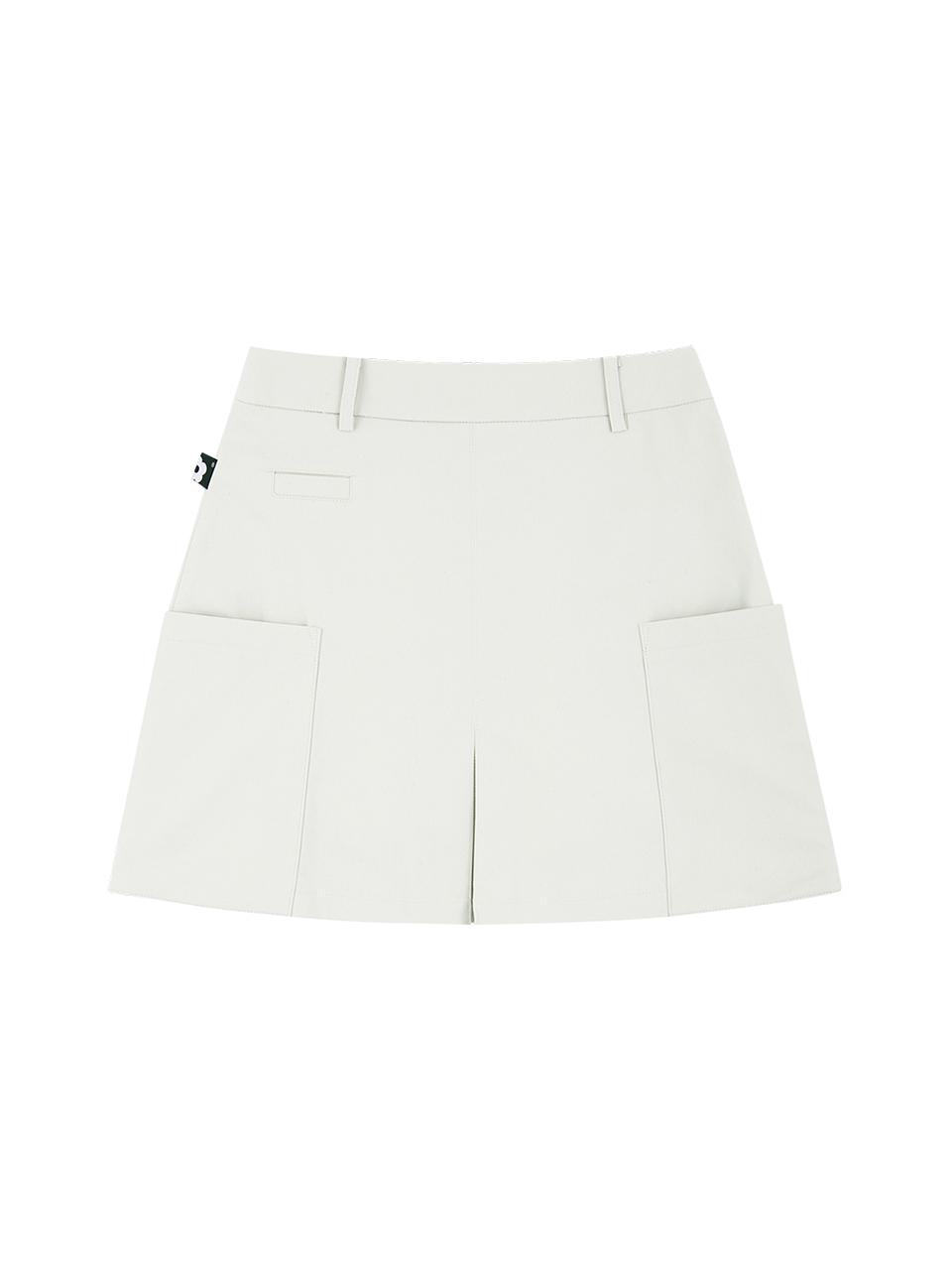 Aven H-line Pleated Culottes Skirt Golf [Beige]